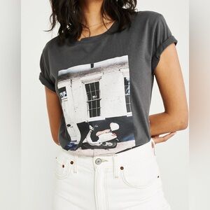 Abercrombie & Fitch Scooter Graphic Short Sleeve Crop Tee - Charcoal Grey - XS